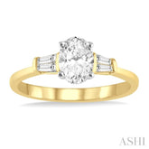 1/6 ctw Baguette Diamond Semi-Mount Engagement Ring in 14K Yellow and White Gold